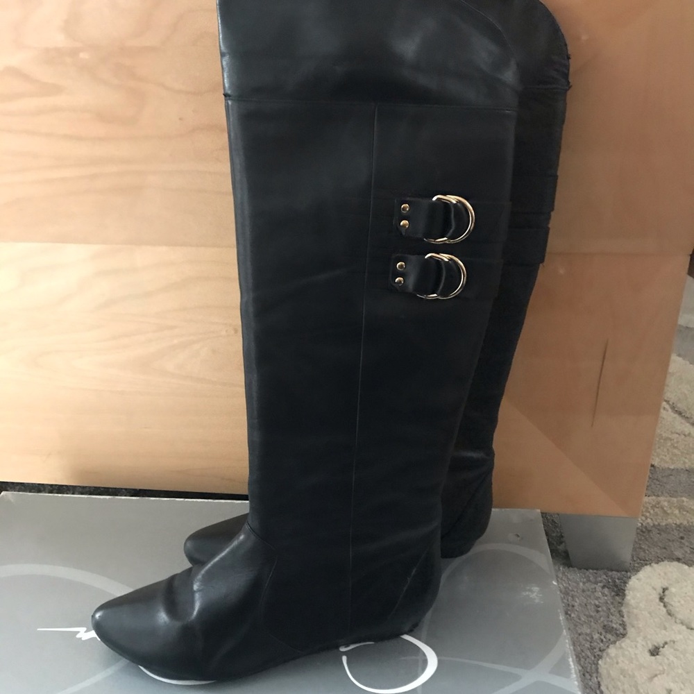 Black over knee flat boot
